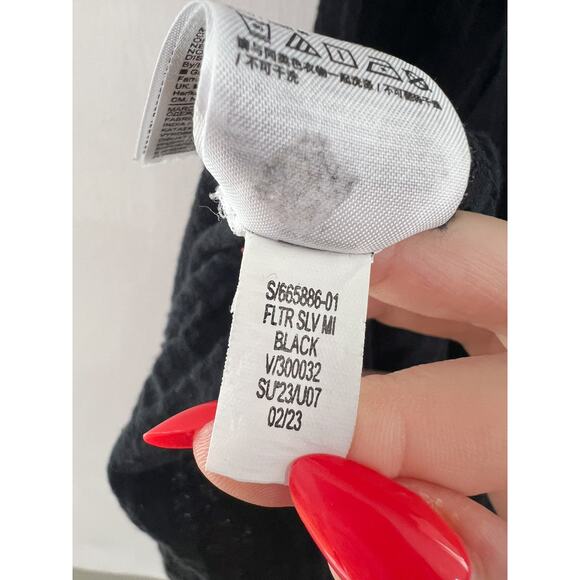 GAP Crinkle Gauze Flutter Sleeve Mini Shirtdress Black Large Belted Casual Indie - Picture 9 of 9